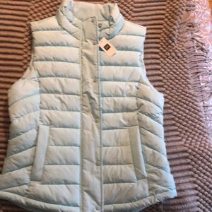 Fun fall woman’s vest- sky blue.